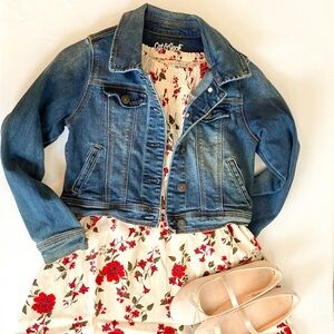 Cat & Jack Cropped Denim Jacket Size 7/8 Dark Wash